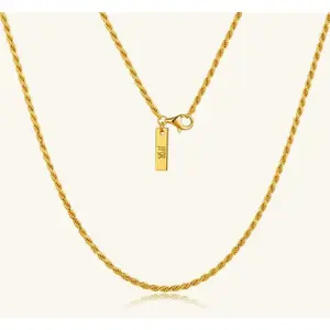 24K Yellow Gold Rope Chain - 2mm