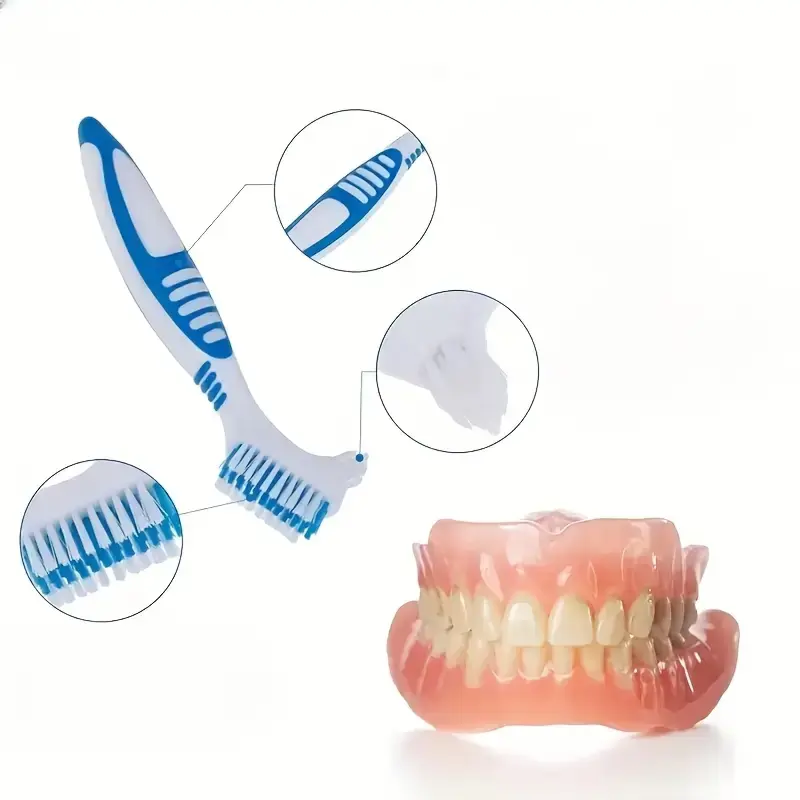 Multi-Layer Bristle Dual-Sided Elderly Toothbrush, Invisible Orthodontic Retainer Cleaning Brush, 1 Piece Pack, Oral Care Tool, Teeth Plaque Remover, Dental Brushes, Braces Toothbrush, Braces Cleaner