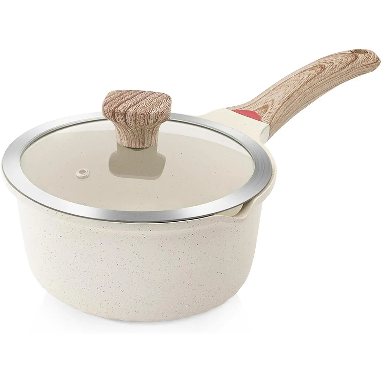 Nonstick Saucepan with Lid, 3QT Sauce Pan with Stay Cool Handle, Non Stick Small Cooking Pots Induction pot, Dishwasher Safe, Compatible for All Stove Top,  and PFOA Free White