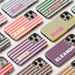 Custom MagSafe Phone Case, Personalized Initials Monogram Striped case for iPhone 17 16 15 14 13 12 Pro Max