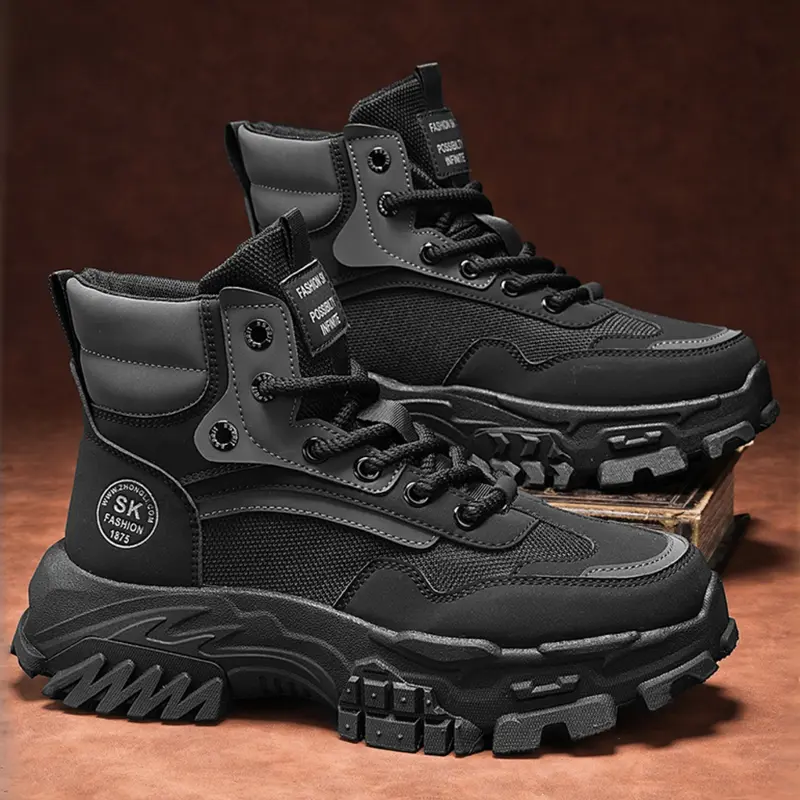 Men's All-Weather Work Boots | Height Increase Design | Durable Casual Shoes, Walking Shoes Rubber, Non Slip Work Shoes Working Shoes Workboots Workboots Footwear