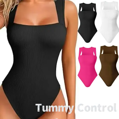 Women's Elastic Shapewear Bodysuit, Comfortable Soft Casual Style Tummy Control & Butt Lifting, Daily Wear, Knitted Slimming Fitness Underwear Piece, Body Shaping Bodysuit