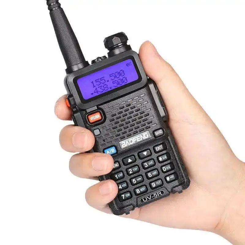 1pcs BAOFENG UV-5R Ham Radio Long Range UV5R Two Way Radio Dual Band Walkie Talkie Handheld Rechargeable High Power 1800mAh Li-ion Battery and Earpiece for Hunting Survival Gear(Black)