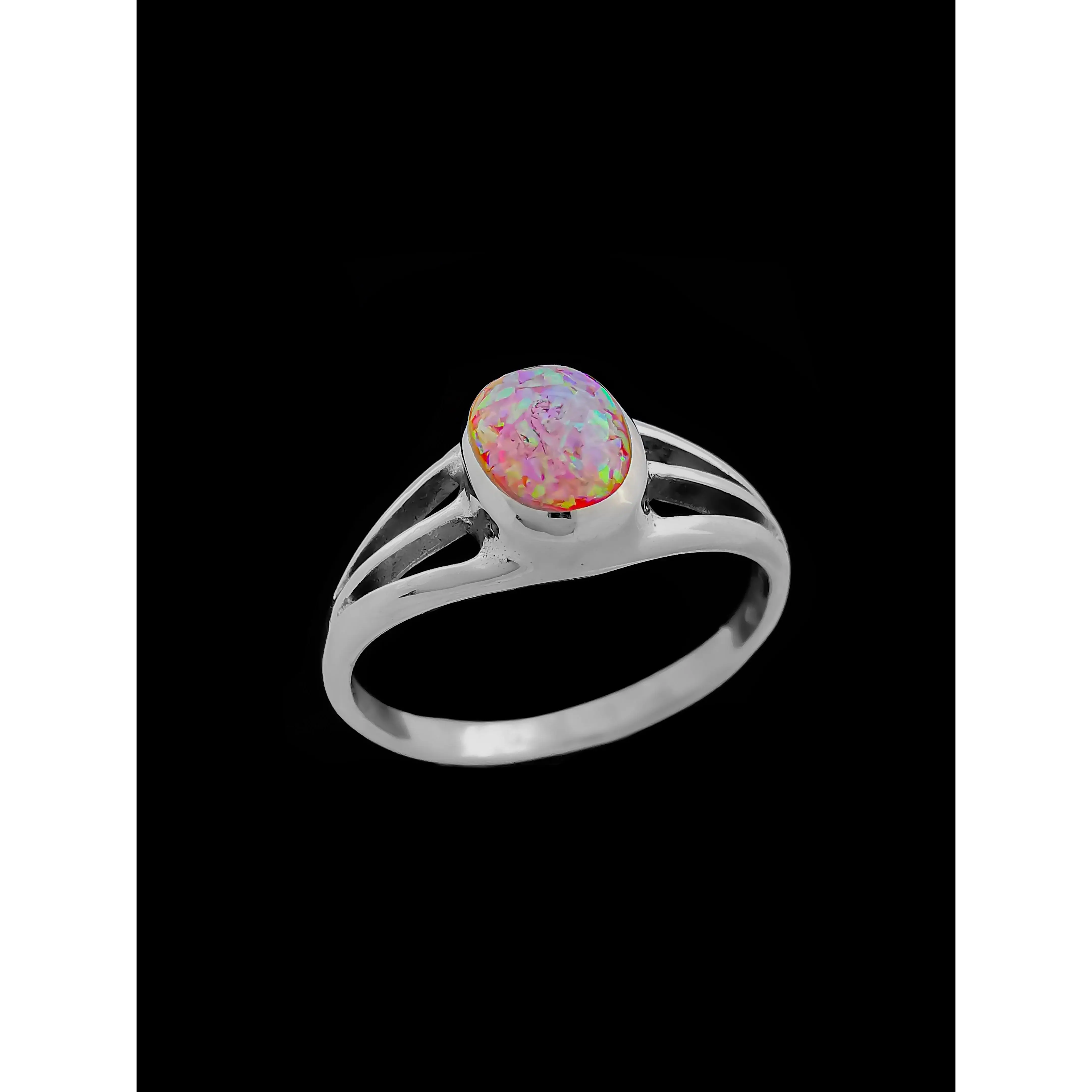 Pink Opal Engagement Ring • 925 Sterling Silver • Navajo Handmade • Native American Jewelry