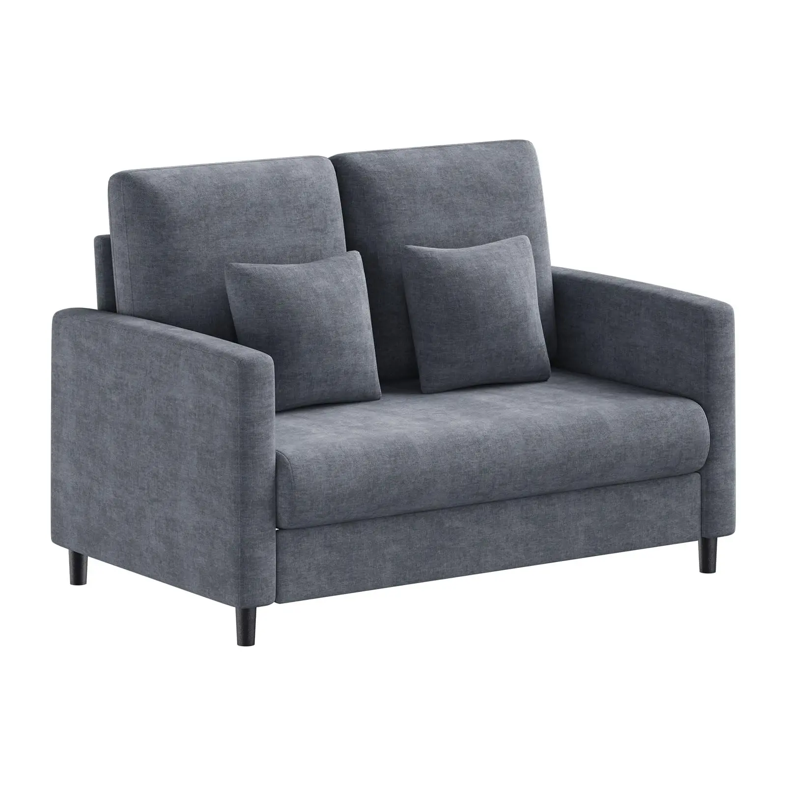 Garvee 52-Inch Loveseat Sofa in Plush Teddy Fabric, Compact Wood Frame Love Seat for Small Spaces, Ideal for Living Room or Bedroom, No Assembly Required, Blue Grey, No Pillow Included