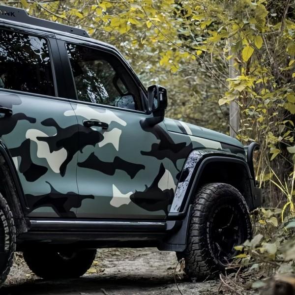 50x300cm/19.7"x118" Camo Car Wrap Vinyl, Military Style Camouflage Vehicle Decal Film, Waterproof Bubble-Free UV Resistant, Easy to Apply Remove, Fits Off-Road SUV Truck Van, Exterior Decor Accessory for Car Truck Van