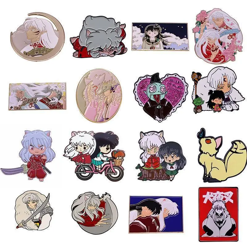 Inu&yasha Kagome and Shippo Brooch Pins Enamel Metal Badges Lapel Pin Brooches Jackets Jeans Fashion Jewelry Accessories