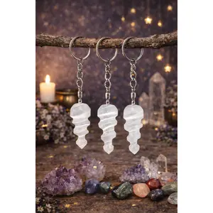 Selenite Spiral Keychain