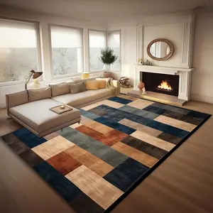 A Multi-Colored Checkered Patchwork Carpet Suitable for Living Room Sofas And Bedrooms a Vintage-Style Home Decor Indoor Rug Ideal for Living Rooms Bedrooms Patios