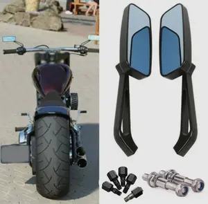 8mm/10mm Black Motorcycle Rectangle Handlebar Rearview Mirrors Compatible with Harley Street Glide Road King Softail Sportster Iron 883 XL1200 Chopper Softail