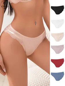 Women's Solid Color Lace Panty, Soft Comfy Breathable Knicker for Daily Wear, Underwear for All Seasons