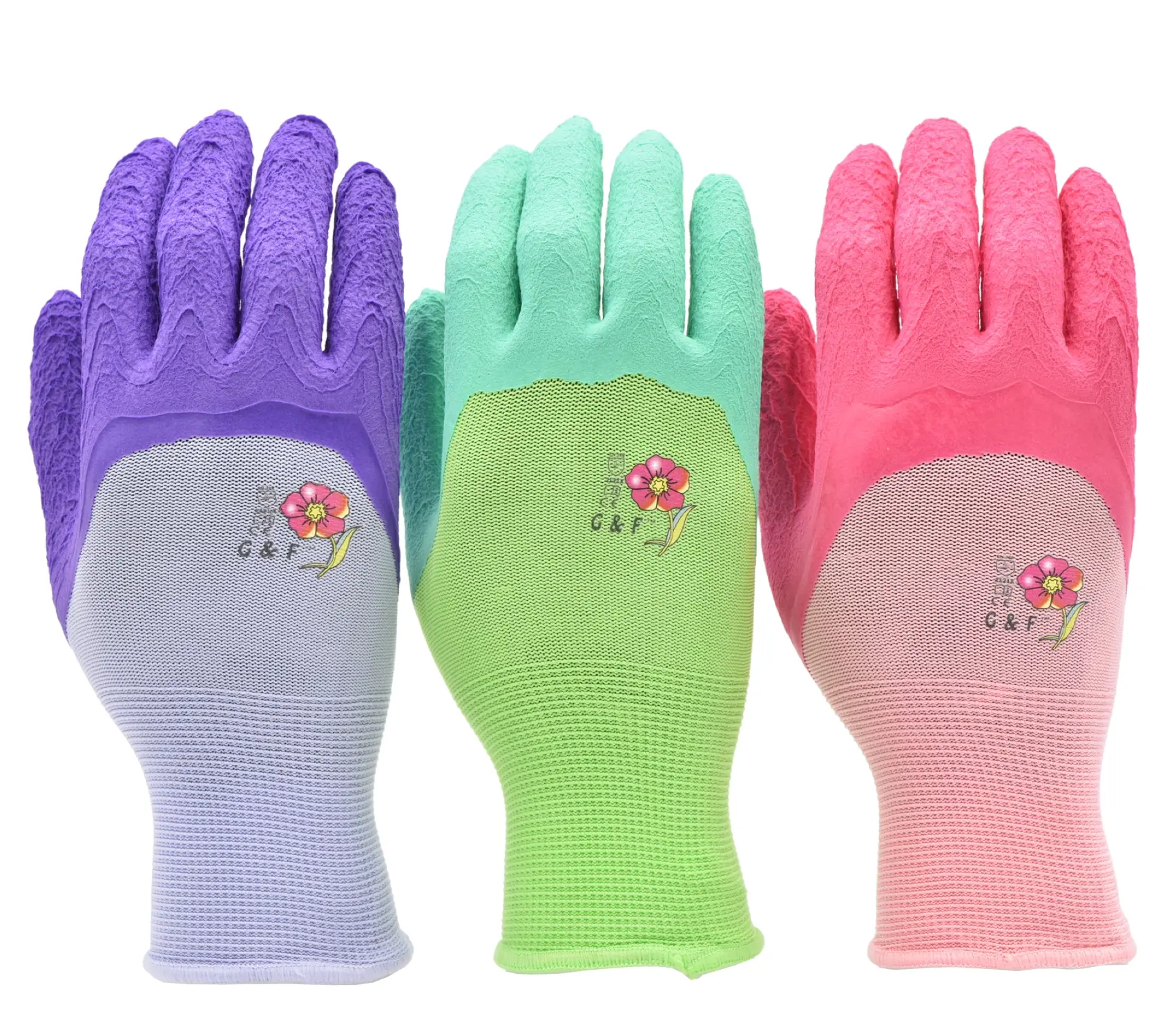 G & F Products Women Garden Safety Gloves, Micro Foam Coating, 12 Pairs, Color Multi, Size Large