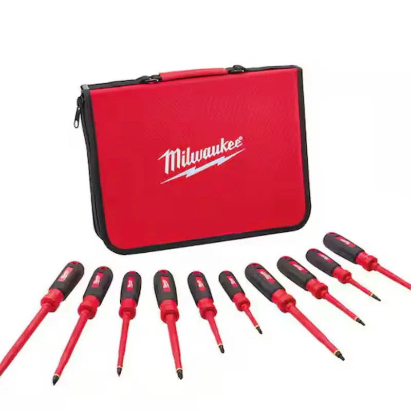 Milwaukee 10-Piece 1000V Series High-Voltage Insulated Screwdriver Set with Included Storage Case