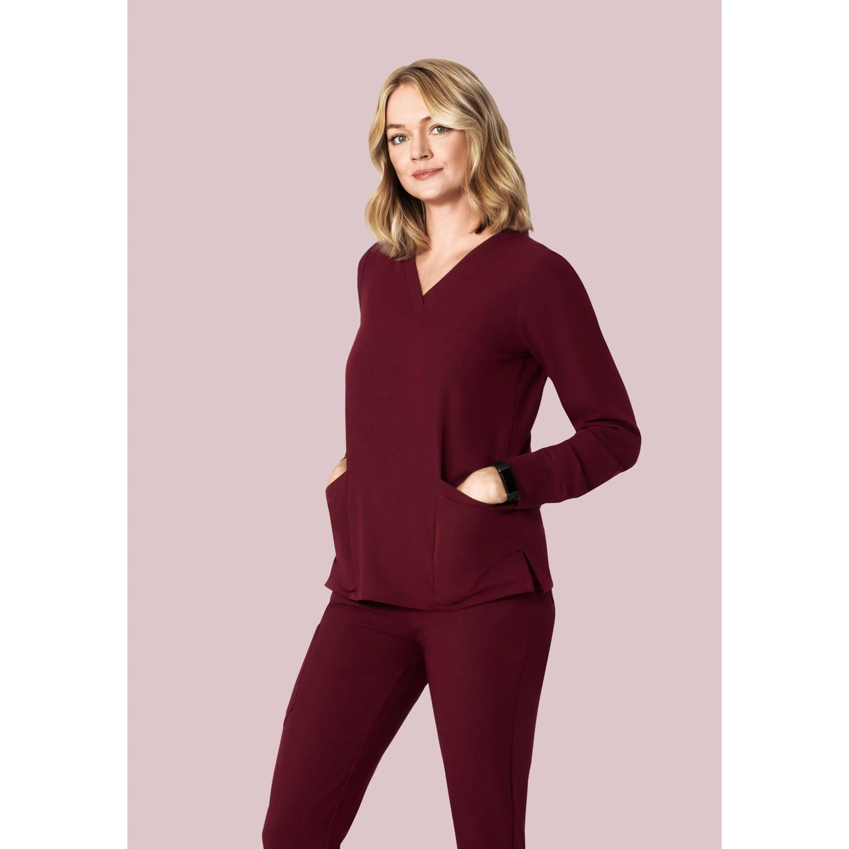 Long Sleeve 6 Pocket Top Wine