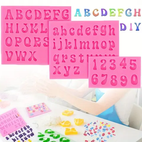 A Set of 4/3 Pcs Letter Molds for Chocolate Covered Strawberries,Silicone Uppercase Lowercase Alphabet Number Fondant Mold for Making Candy,Gummy,Biscuit,Ice Cube Tray,Cake Decor,Christmas Party Gifts,Hand Tools Kits