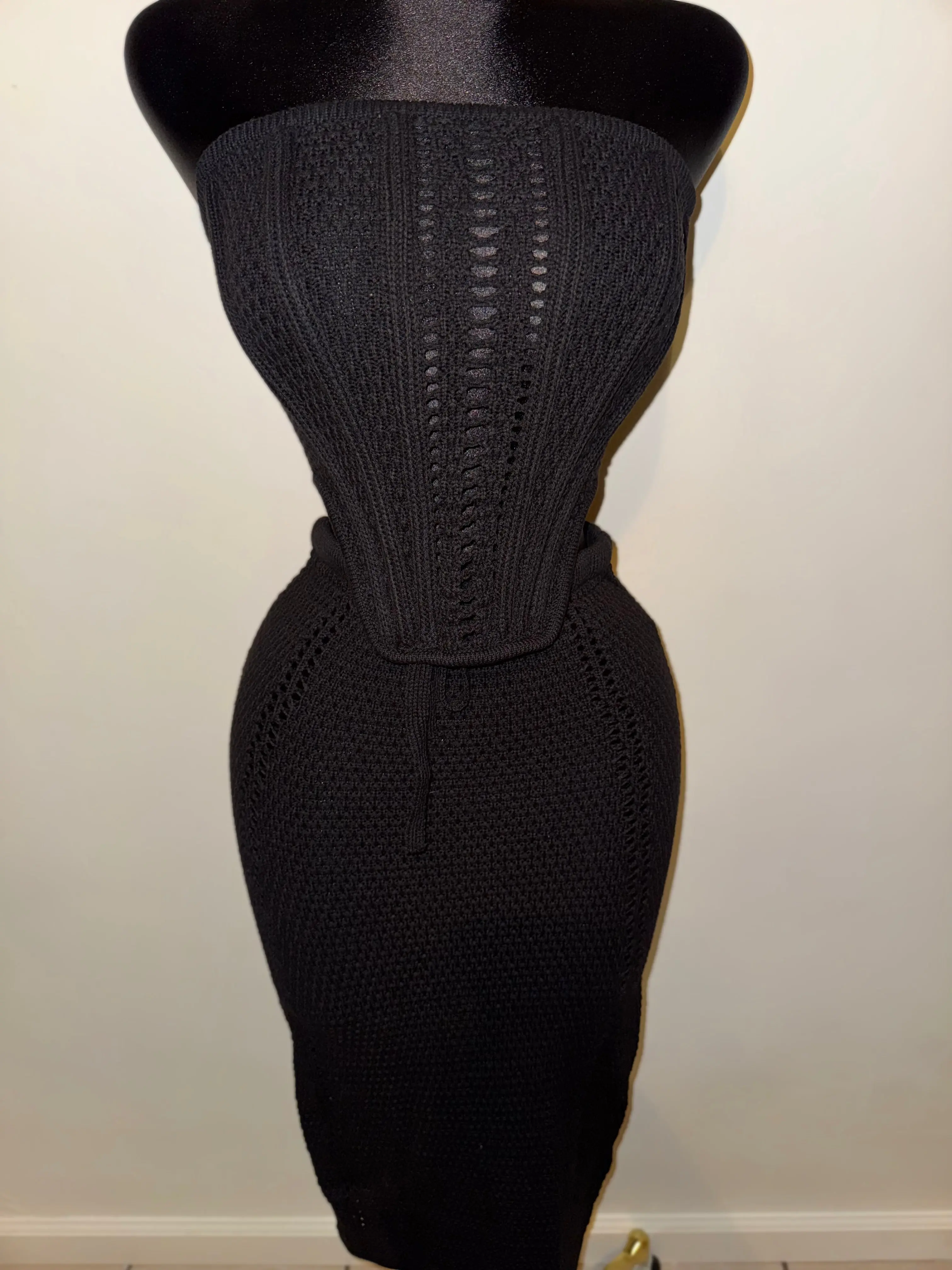 Black Crochet Skirt Set