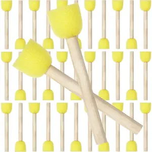 100 Pack Yellow Sponge Brushes for Graffiti, Painting, and Art Projects - Round Mushroom Heads, Durable Rubber - Home Improvement.