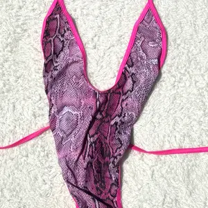 One piece thong snake skin exotic wear - bathing suit - rave wear - stripper clothes