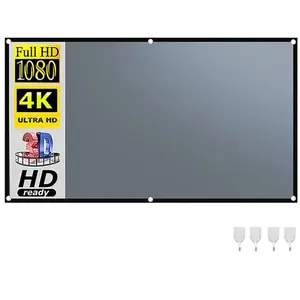 Projector Screen, Portable Foldable Projector Screen with Hooks, 3D HD 16:9 Outdoor Indoor Movie Screen, Mobile Phone Accessories