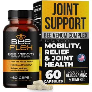 AURA VITAMINS Bee Flex Joint Support Supplements - Glucosamine & Turmeric for Joint & Muscle Health, Enhanced Mobility, Flexibility, and Comfort - Natural Cartilage Support Complex - 60 Capsules (1)