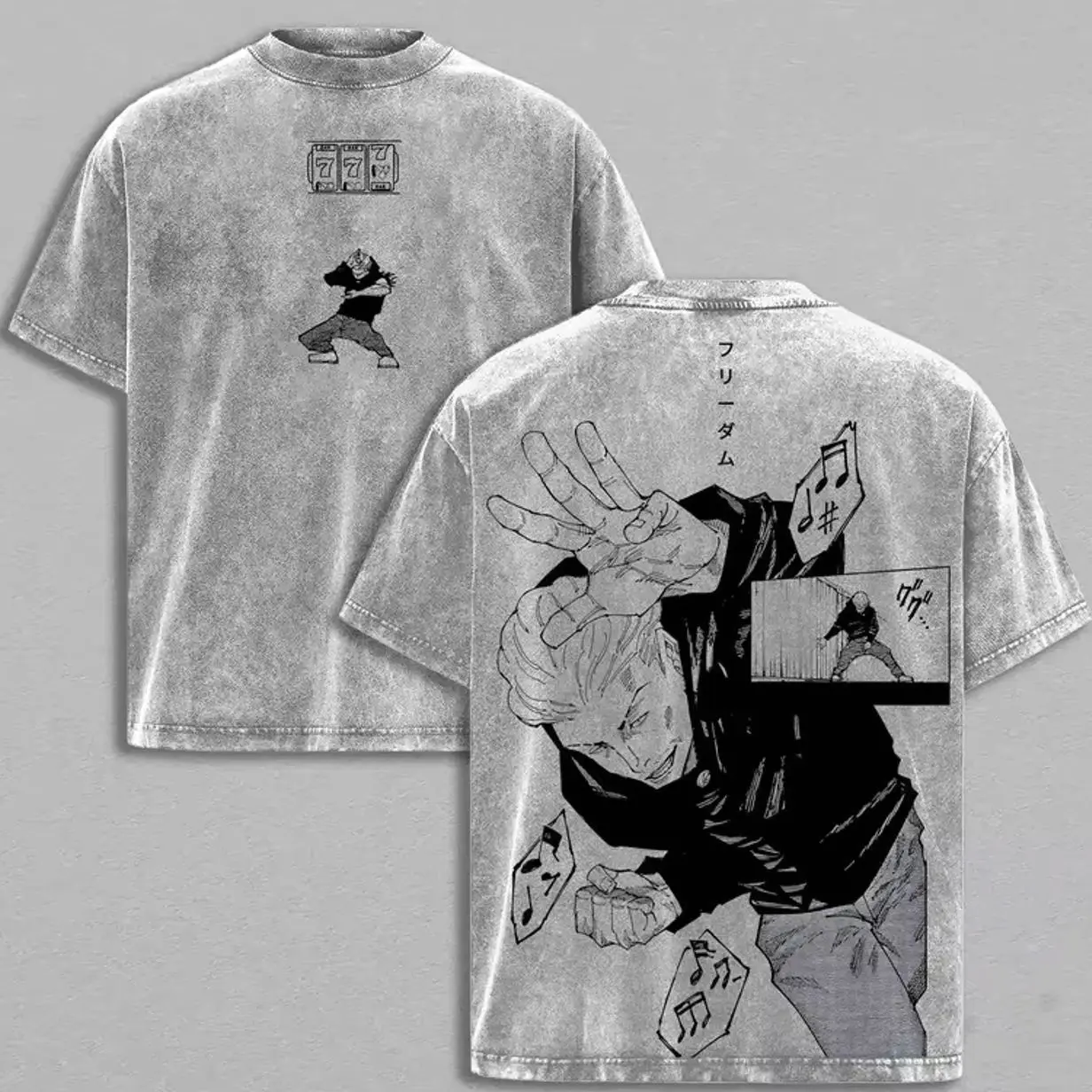Jujutsu Kaisen Vintage Washed T-shirt Hakari Kinji Oversized T Shirt Men Women Clothing Summer Short Sleeve Cotton Tees Tops 5