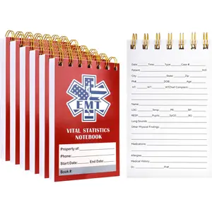 6 Pack First Responders Vital Statistics Notebook, 5.7" x 3.5"   Technician Notepad for Vital Signs and Additional  Information,  for  Nurse