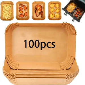 100 Rectangular Non-stick Paper Liners - Oil And Waterproof Parchment Paper For Cooking And Baking, Air Fryer Liners, Bakeware, Nonstick Baking Paper, Christmas gift,Thanksgiving gift,holiday gift.