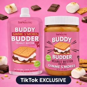 2pk Gimme S'mores Buddy Budder Squeeze Pouch (4oz each)- All Natural Dog Peanut Butter, Perfect with Dog Enrichment, Treating, Training, Traveling