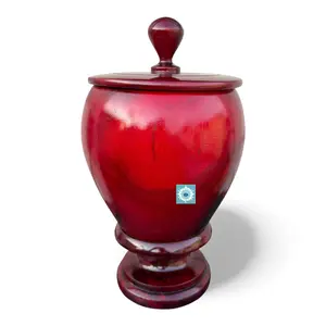 Traditional Wooden Lebrillo with Lid - Agayu Santeria Orisha Altar Pot, Wooden Material Container