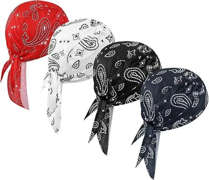4 Pack Men' Breathable Sweat-Wicking Stretchable Skull Caps - Outdoor Sports Hats Suitable for Fishing, Riding, Rowing, Hiking, Biking & Helmet Liners