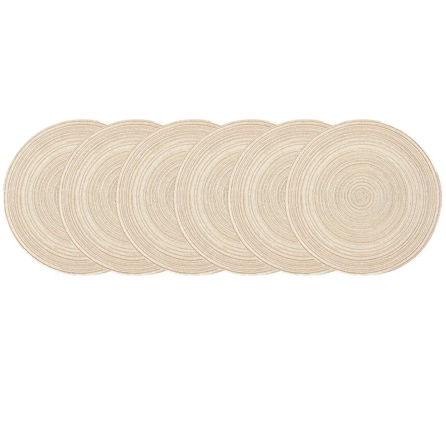 Round Placemats Set of 6, 15 Inch Braided Polyester Woven Table Placemats, Ideal for Dining Table, Perfect for Holiday Parties, Household Placemat