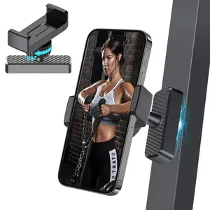 Magnetic Phone Holder for Gym, Alloy Base and Joint for Strong Hold, 360° Adjustable, Compatible with 4-7 Inch iPhone & Android Phones, Secure Workout Equipment Accessory for Men Women