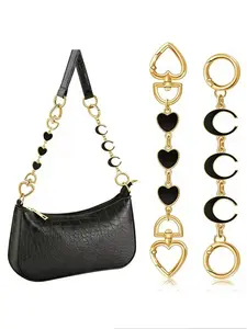 2pcs Heart & Moon Design Purse Chain Extender, Novelty Bag Extender Chain, Purse Strap Extenders for Women & Girls, Bag Charm Accessories