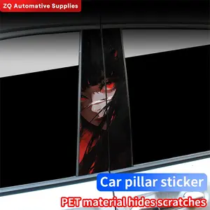 Horror Girl Pattern Car Pillar Sticker, Car Pillar Sticker, Auto B Pillar Waterproof Funny Decoration Cover Scratches Sunscreen Car Doors Pillar Vinyl Decals
