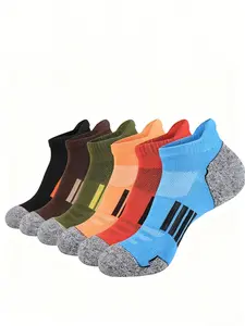 Men's Summer Thin Sweat-Wicking Sports Socks, Breathable Mesh Short Socks Without Bones, Cotton Material, Pack of 6 Pairs, Sports Fit Socks