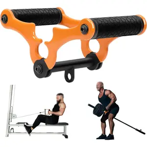 V Bar Landmine Attachment T Bar Handle for Barbell Bars,Foldable V Bar Row Handle Double D Row Handle with Rubber Coating T-Row Attachment for Strength  Bars
