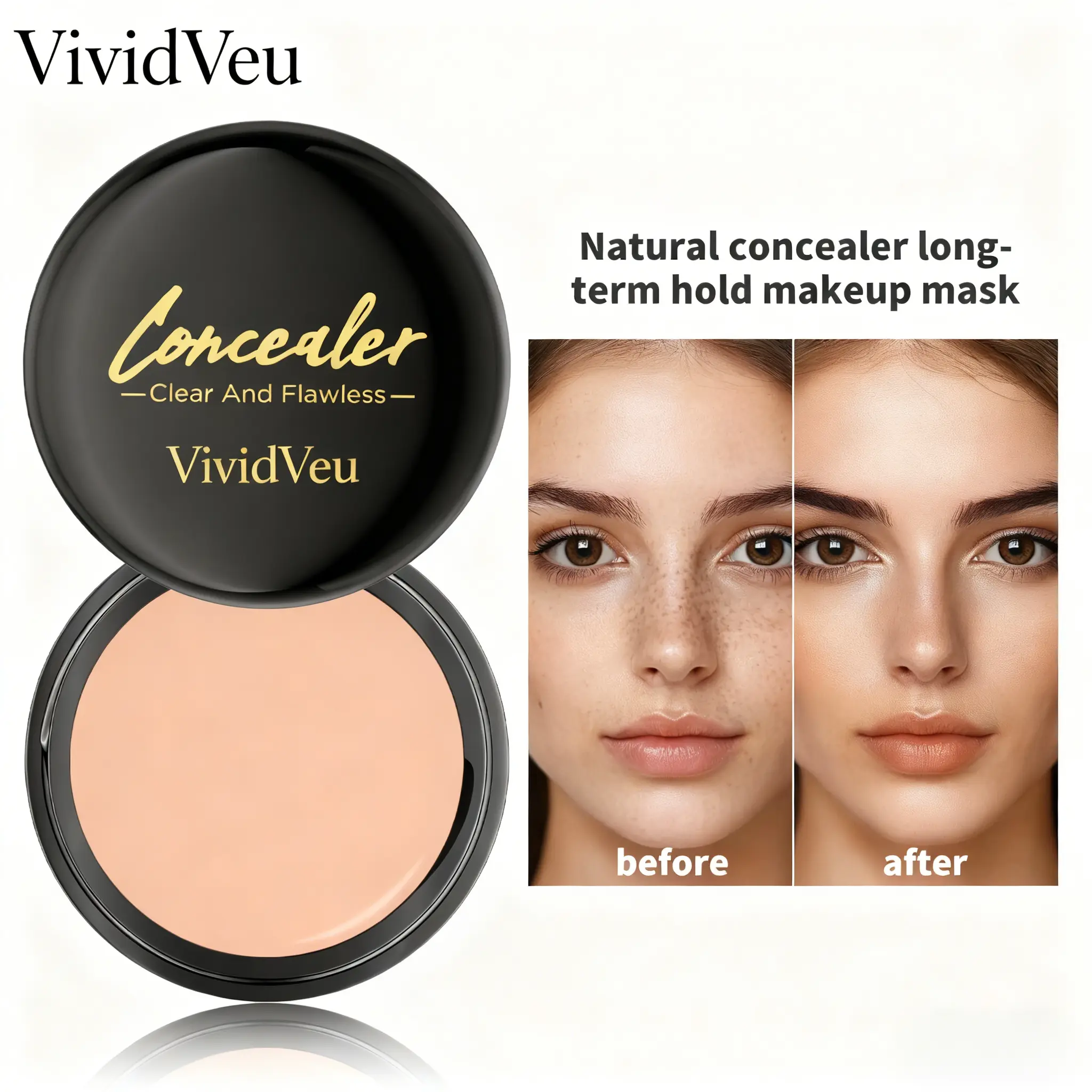 VIVIDVEU Plant Based Concealer Cosmetic, Full Coverage Dark Spot Corrector with a Long-Lasting Flawless Matte Finish for Fair Skin Tones