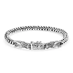 Double Face Dragon Bracelet in Sterling Silver 7.25 In 43.70 Grams Christmas Gifts