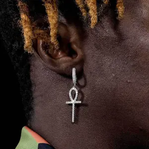 UUJ Zirconia Ange Fashionable Jewelry - Shining Decorative Cross Pendant Jeweled Crucifix Earrings for Men-Women