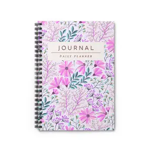 Floral Daily Planner Notebook, Spiral Journal for Organizing, Gift for Students, Homework Planner, Personal Diary, Floral Stationery