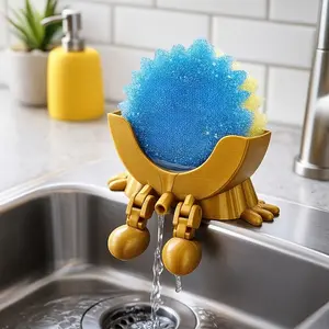 2026 New Creative 3D Printed Dish Sponge Holder | Cute Scrub Peeing Drain Holder with Drainage Holes and Legs, Fun Sponge Stand, Plastic Material, Suitable for Kitchen Sink Edge and Countertop Decoration, Daily Cleaning, Dishwashing Sponge Holder