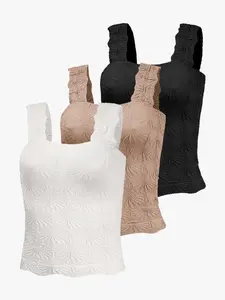 Women's Floral Embossed Sports Tank Top, Casual Solid Textured Sleeveless Sports Top for Yoga Gym Workout, Ladies Sportswear for All Seasons, Yoga Gym Activewear, Yoga Workout Vest