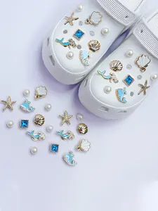 18pcs Cute Resin DIY Accessories for Crocs, Pearl Starfish and Shell Design, Removable Crystal Shoes Charms for Fashionable Footwear Decor, Shoe Decoration