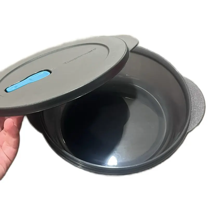 Black Plastic Insulated Food Storage Container with Same-Color Leak-Proof Lid, Blue Opening Valve, Airtight Seal, Hygienic Compartment, Durable Build, Spill-Proof Kitchen Utensil for Meal Prep, Lunchbox Cooler, Leak Proof Lids, Airtight Food Containers
