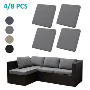 4 Piece Set Elastic Sofa Cushion Covers, Geometric Jacquard Fabric, Indoor Outdoor Patio Garden Decor, Stretchy Couch Seat Protectors