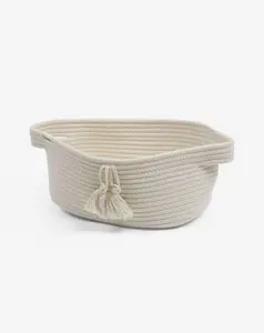 Cotton Rope Storage Basket with Tassels - Decorative Laundry Organizer Bin for Home Supplies