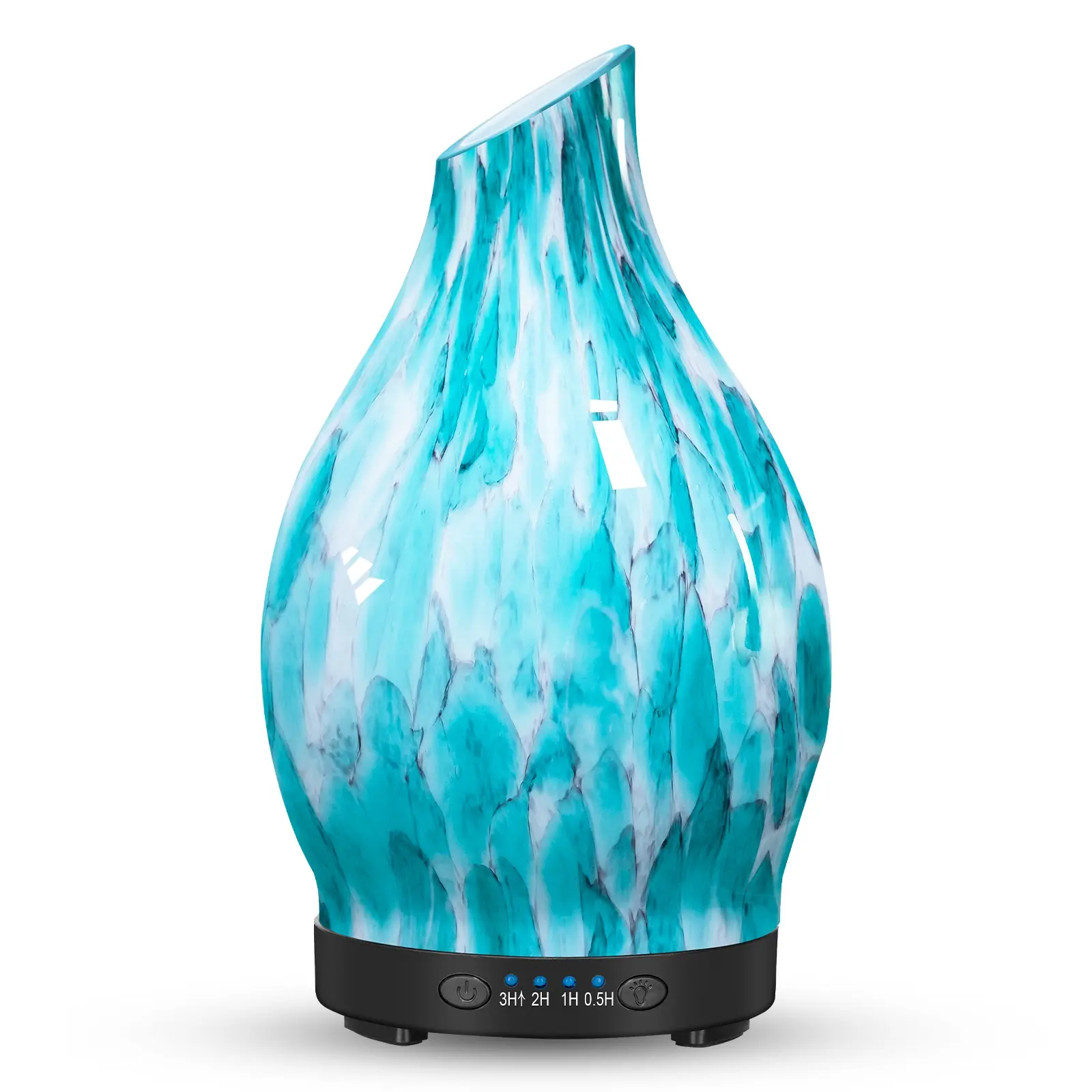Essential Oil Diffuser, 120ML Glass Aromatherapy Diffuser with Auto Shut-Off and 7 Color LED Lights, Ultrasonic Mist Humidifier with 4 Timer for Home Office Bedroom (Blue Mountain)