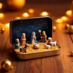 Mini Christmas Nativity Set Resin Decoration, Religious Ornaments, Creative Gift Idea for Holiday Season, Perfect for Home Decor and Festive Celebrations