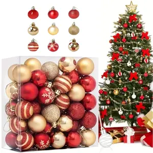 50 Classic Christmas Ornaments, Electroplated Painted Balls for Tree Decoration, Perfect for Halloween, Christmas, Valentine's Day, Thanksgiving, Party Decoration Supplies