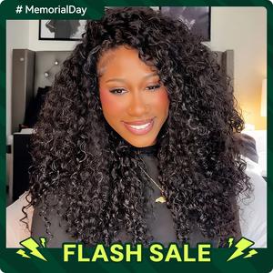 Vshow Water Curly 3 In 1 Half Wigs Glueless Human Hair Wigs With Drawstring Burmese Curly Pull and Go Wigs 250% Density Flip Over Glueless Half Wig Beginner Friendly Spiral Curly End Wigs